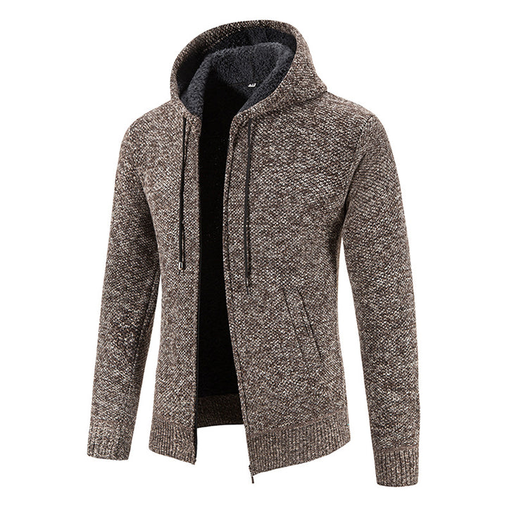 Herren Strickjacke mit moderner Kapuze und strukturiertem Design Echoarchiv