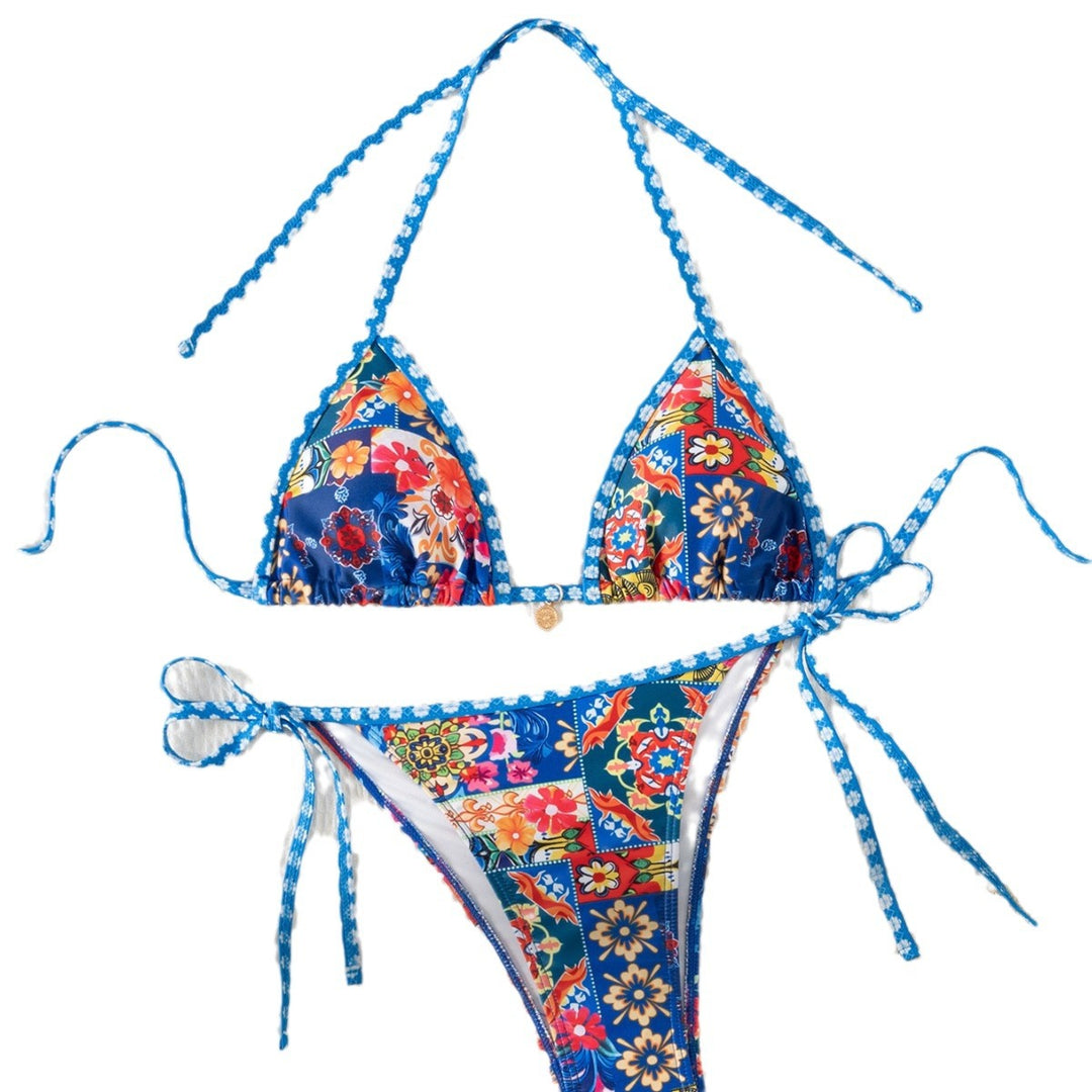 Damen Triangel-Bikini mit floralem Muster und Raffungen Echo Archiv