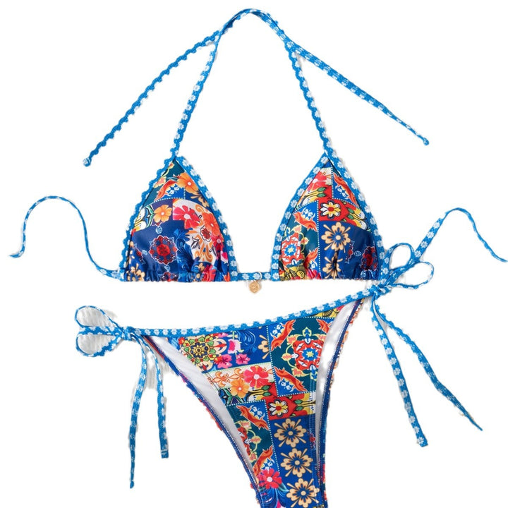 Damen Triangel-Bikini mit floralem Muster und Raffungen Echo Archiv