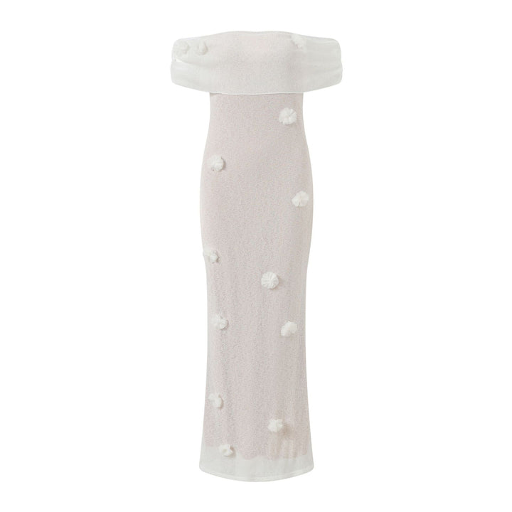 Damen Elegantes Maxikleid mit Off-Shoulder-Design und zarten 3D-Blütenapplikationen Echo Archiv