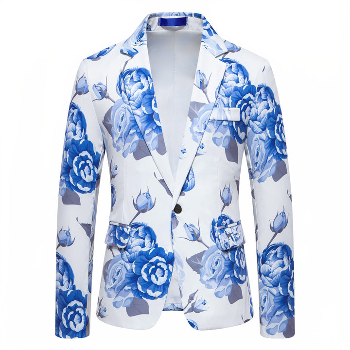 Herren Slim-Fit Sakko mit ganzflächigem Blumenprint und schmalem Revers Echo Archiv