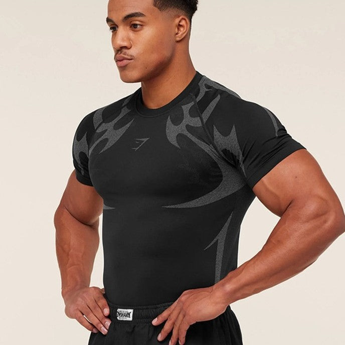 Herren nan nahtloses formgebendes Funktionsshirt mit Kompressionseffekt und ergonomischen Muskelzonen Echo Archiv