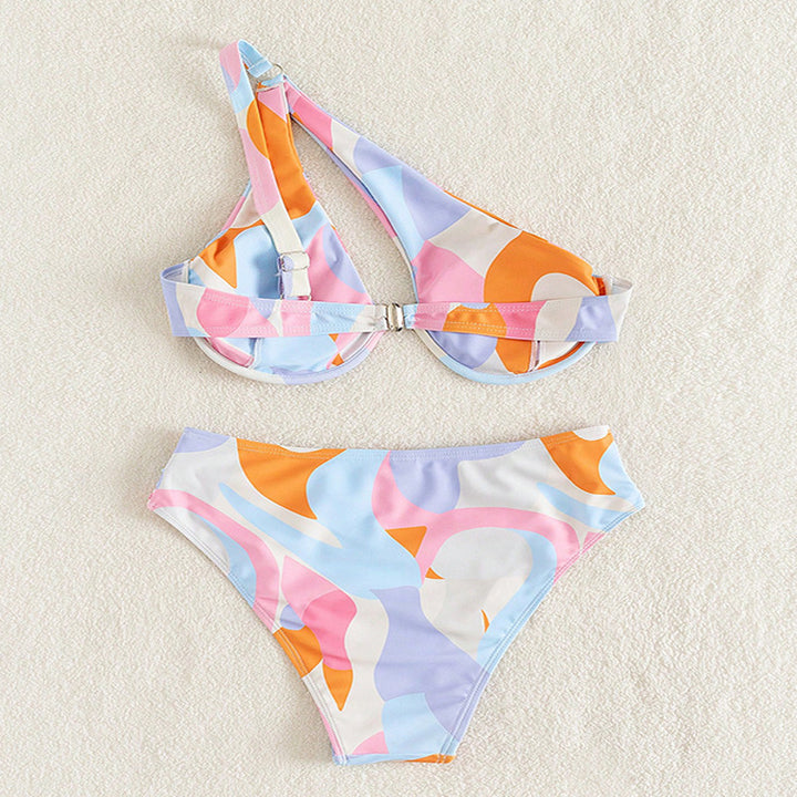 Damen BikinSet mit asymmetrischem Oberteil und hohem Taillenbereich Echo Archiv