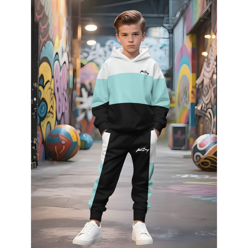 Unisex nan Kinder Jogginganzug mit Kapuzenpullover und detailreichem Auto-Print Echo Archiv