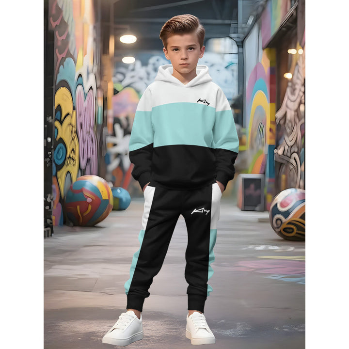 Unisex nan Kinder Jogginganzug mit Kapuzenpullover und detailreichem Auto-Print Echo Archiv