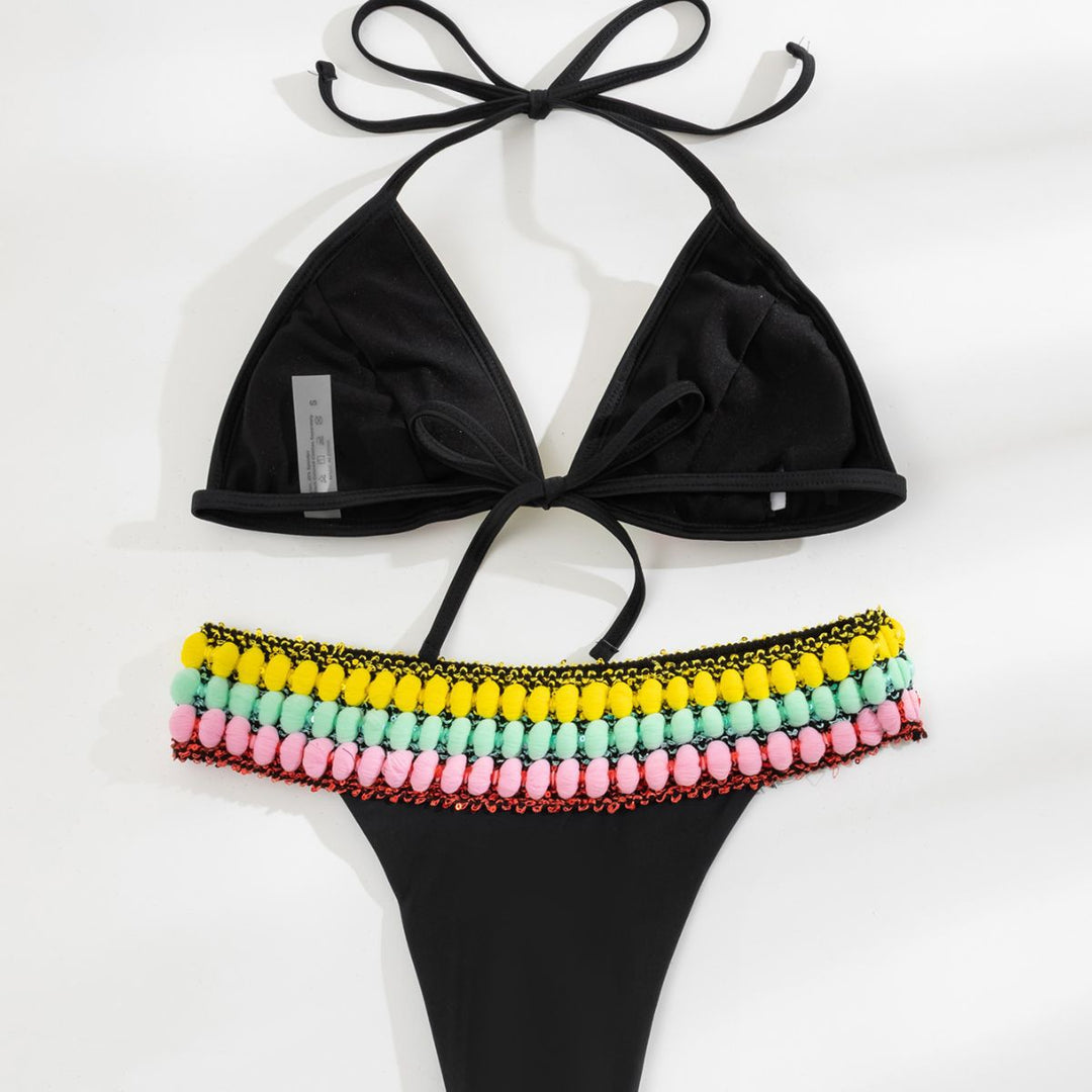 Damen Triangel-Bikini mit farbenfrohen Quasten Echo Archiv