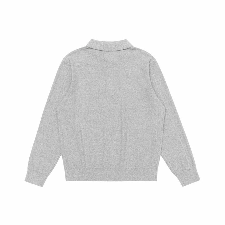 Unisex Feinstruktur-Polo-Strickpullover mit Hemdkragen und geripptem Saum Echoarchiv