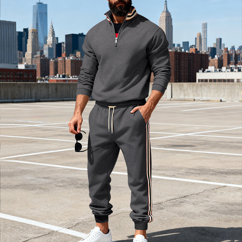 Herren nan stylisches Jogginganzug-Set mit Halbzip, gestreiften Seitenstreifen und konischer Joggerhose Echo Archiv