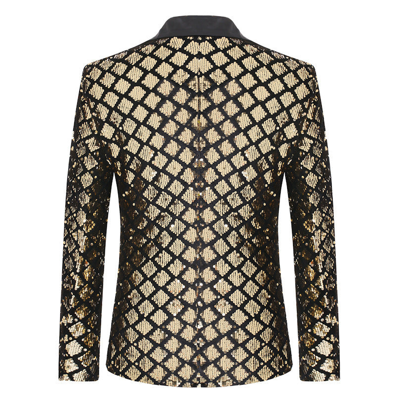 Herren elegante Pailletten-Blazerjacke mit klassischem Revers Echoarchiv