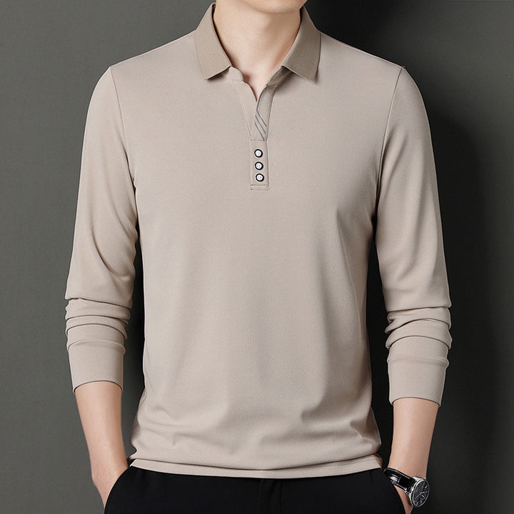 Herren Langarm Poloshirt mit modernen Akzenten und eleganter Knopfleiste Echoarchiv