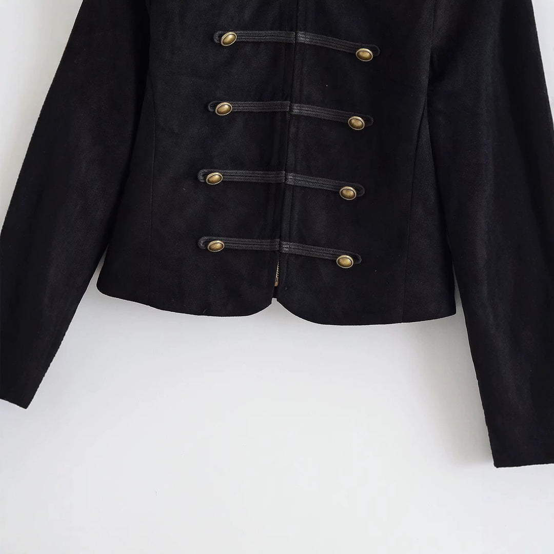 Damen Militärjacke kurz geschnitten mit Zierknöpfen und Stehkragen Echo Archiv