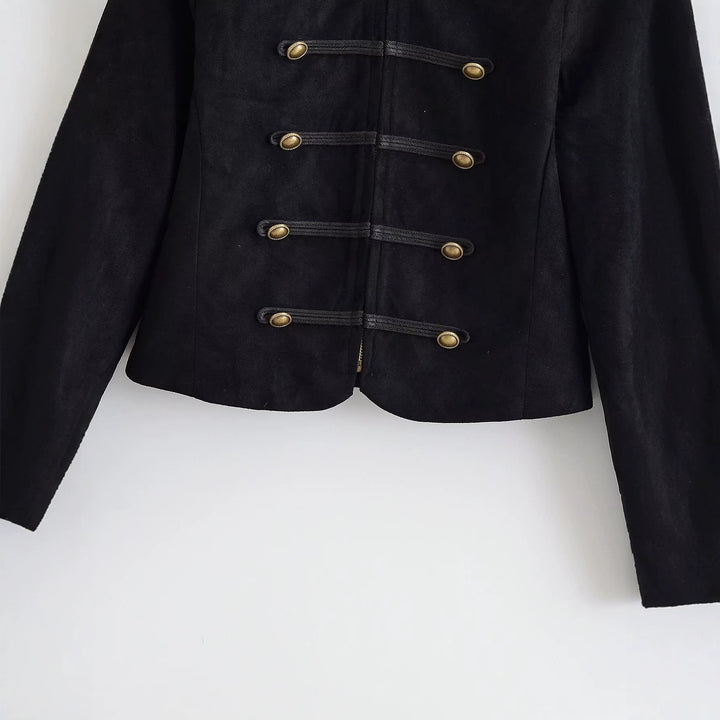 Damen Militärjacke kurz geschnitten mit Zierknöpfen und Stehkragen Echo Archiv