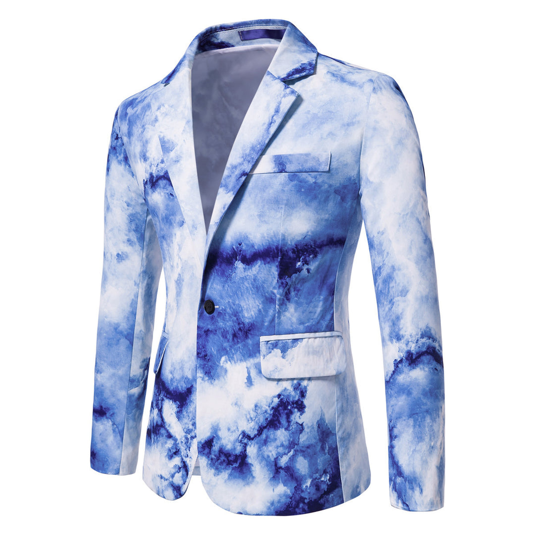 Herren Slim-Fit Sakko mit Aquarell-Print und Ein-Knopf-Verschluss Echo Archiv
