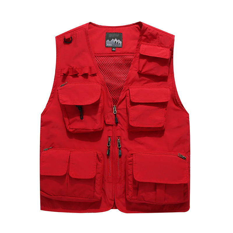 Herren Multifunktionale Utility-Weste mit Mehrfach-Taschen, Mesh‑Futter und Reißverschlussfront Echoarchiv