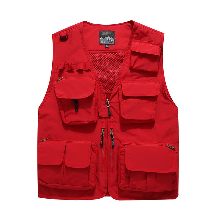 Herren Multifunktionale Utility-Weste mit Mehrfach-Taschen, Mesh‑Futter und Reißverschlussfront Echoarchiv