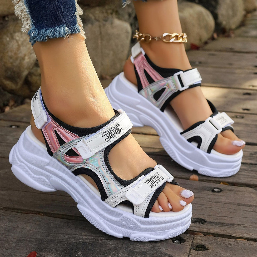 Damen Sportliche Sandalen mit verstellbaren Riemen und gepolstertem Fußbett Echoarchiv