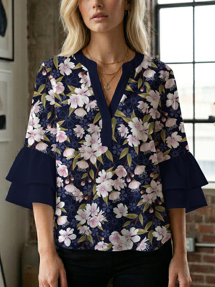 Damen Bluse mit voluminösen Ärmeln und floralem Design Echo Archiv