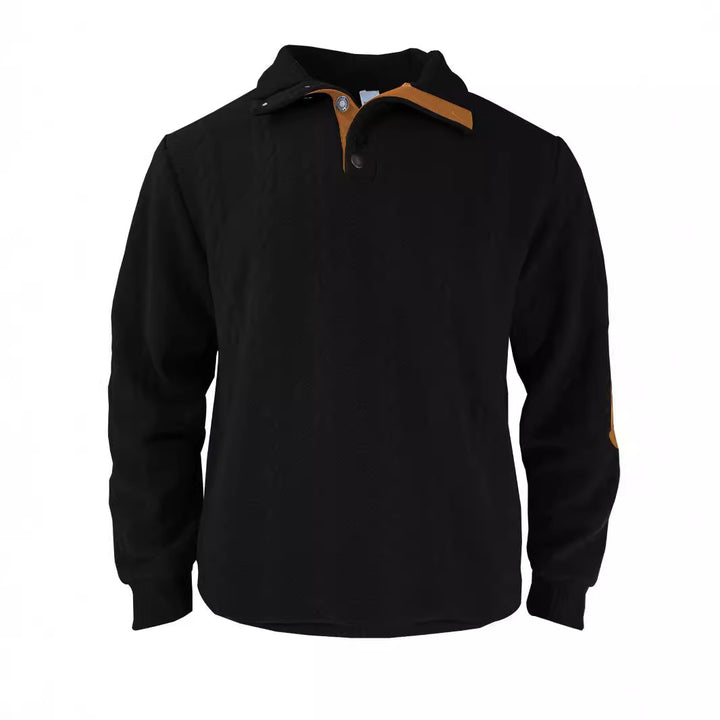 Herren Pullover mit strukturierter Oberfläche und modischen Lederakzenten Echoarchiv