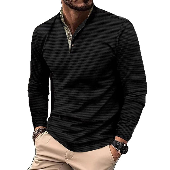 Herren Langarmshirt mit grafischem Kragen Echoarchiv