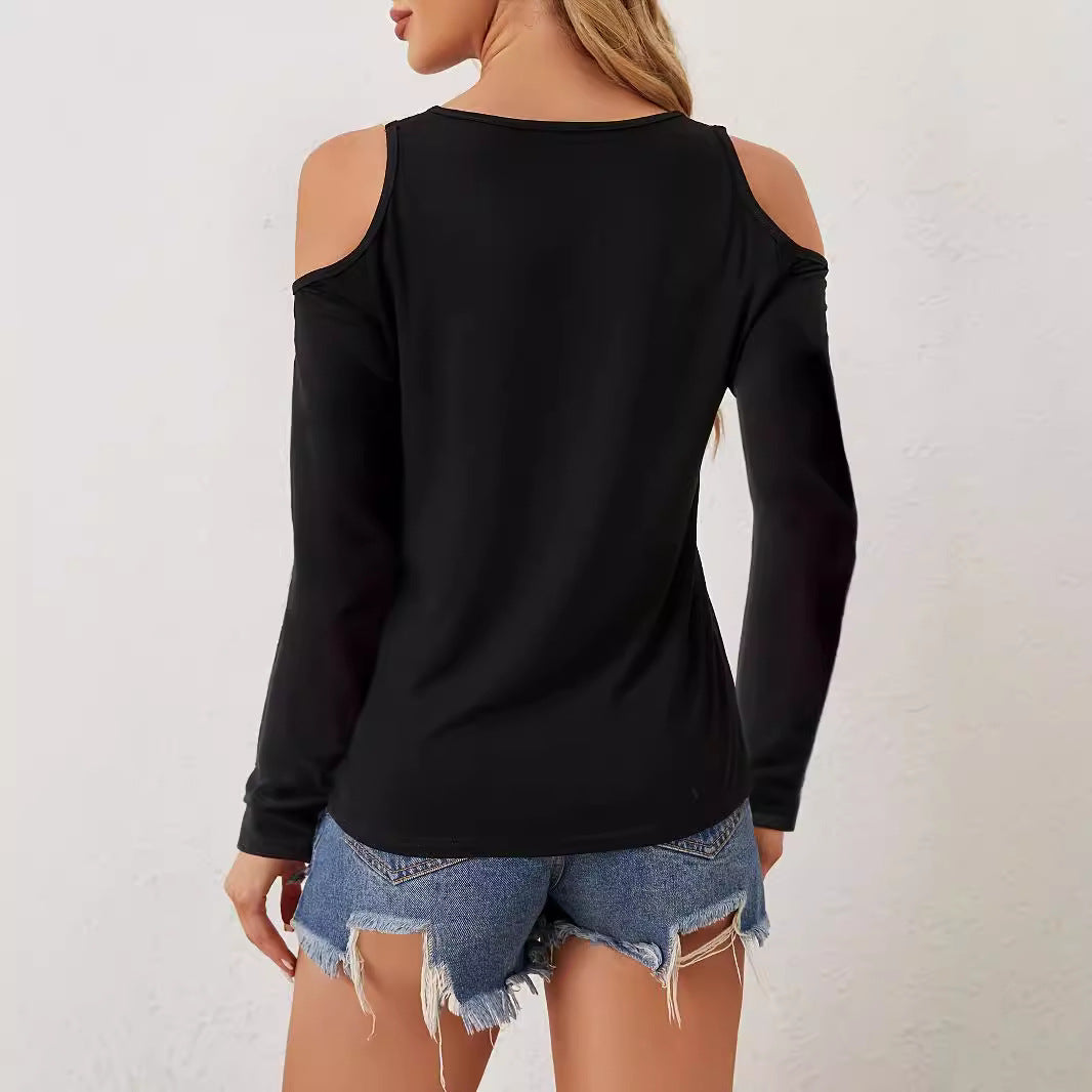 Damen nan Langarmshirt mit offenen Schultern und gehäkeltem V-Spitzenbesatz Echo Archiv