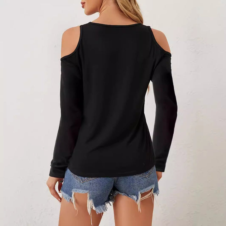 Damen nan Langarmshirt mit offenen Schultern und gehäkeltem V-Spitzenbesatz Echo Archiv