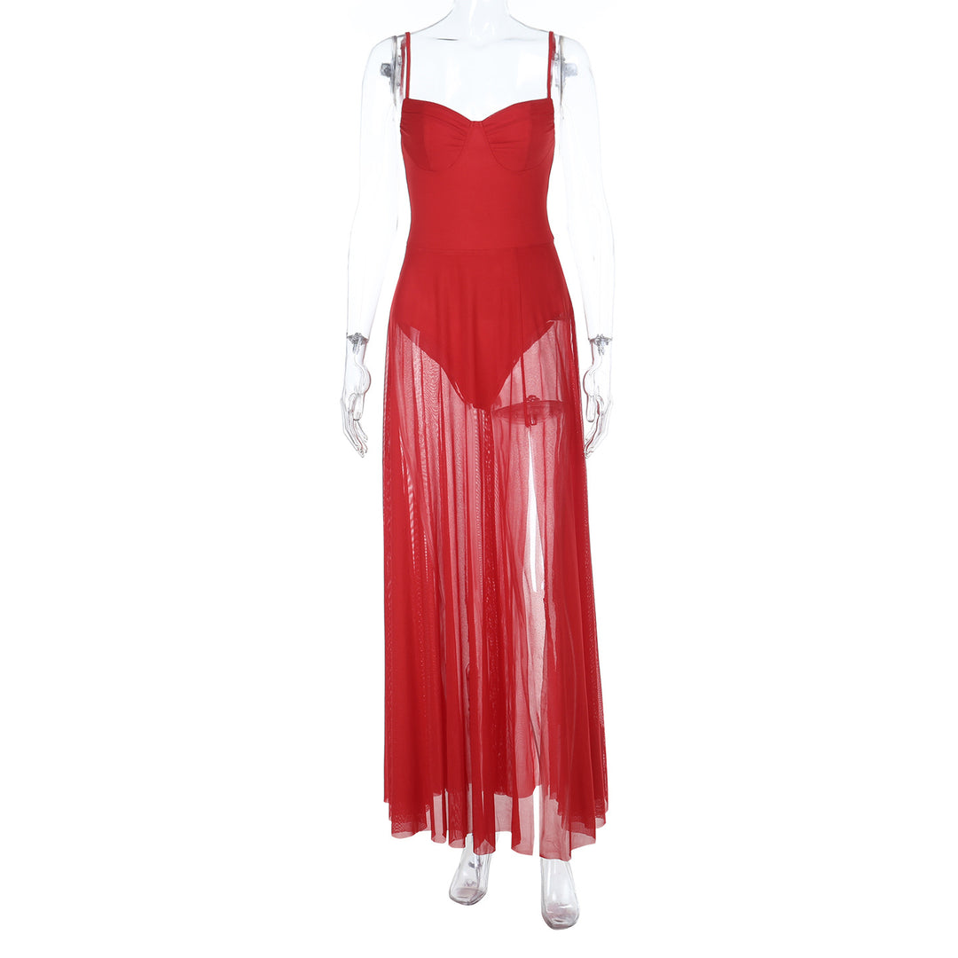 Damen Transparente Maxi-Robe mit elegantem Bustier-Oberteil Echo Archiv