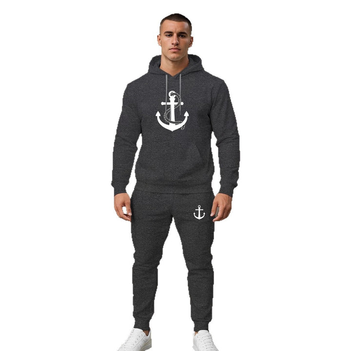 Herren Hoodie- und Jogginghose-Set mit maritimem Ankerdesign Echoarchiv