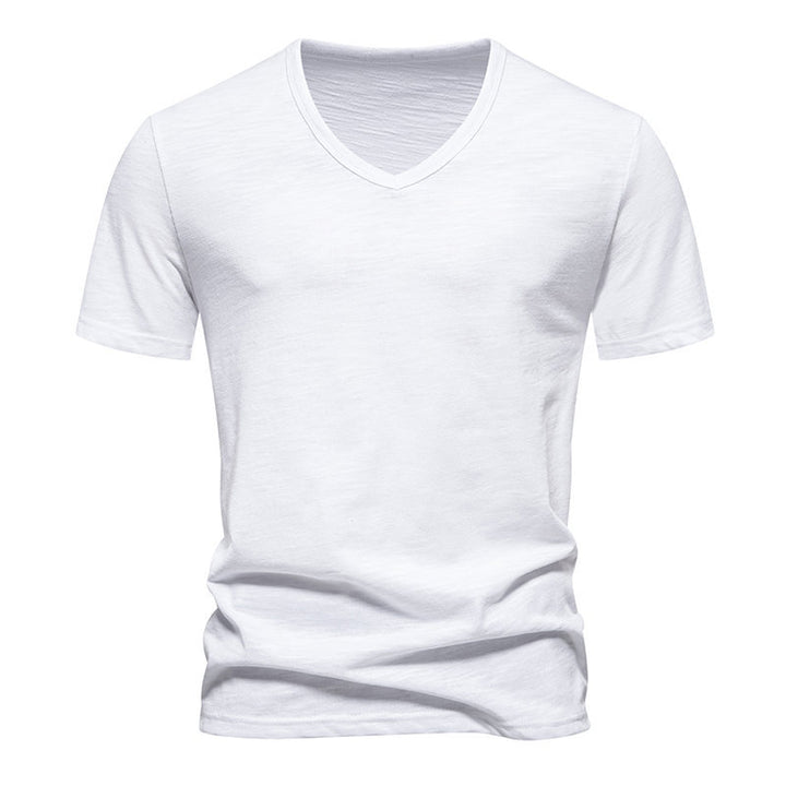 Herren V-Ausschnitt T-Shirt aus atmungsaktiver Baumwolle mit komfortablem Sitz Echoarchiv