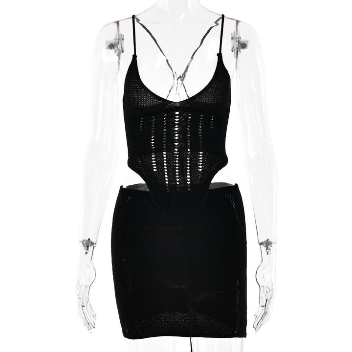 Damen Häkelkleid mit tiefem V-Ausschnitt und raffinierten Rüschendetails Echo Archiv