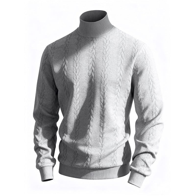 Herren Strickpullover mit Stehkragen und Zopfmuster Echoarchiv