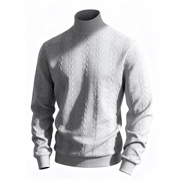 Herren Strickpullover mit Stehkragen und Zopfmuster Echoarchiv