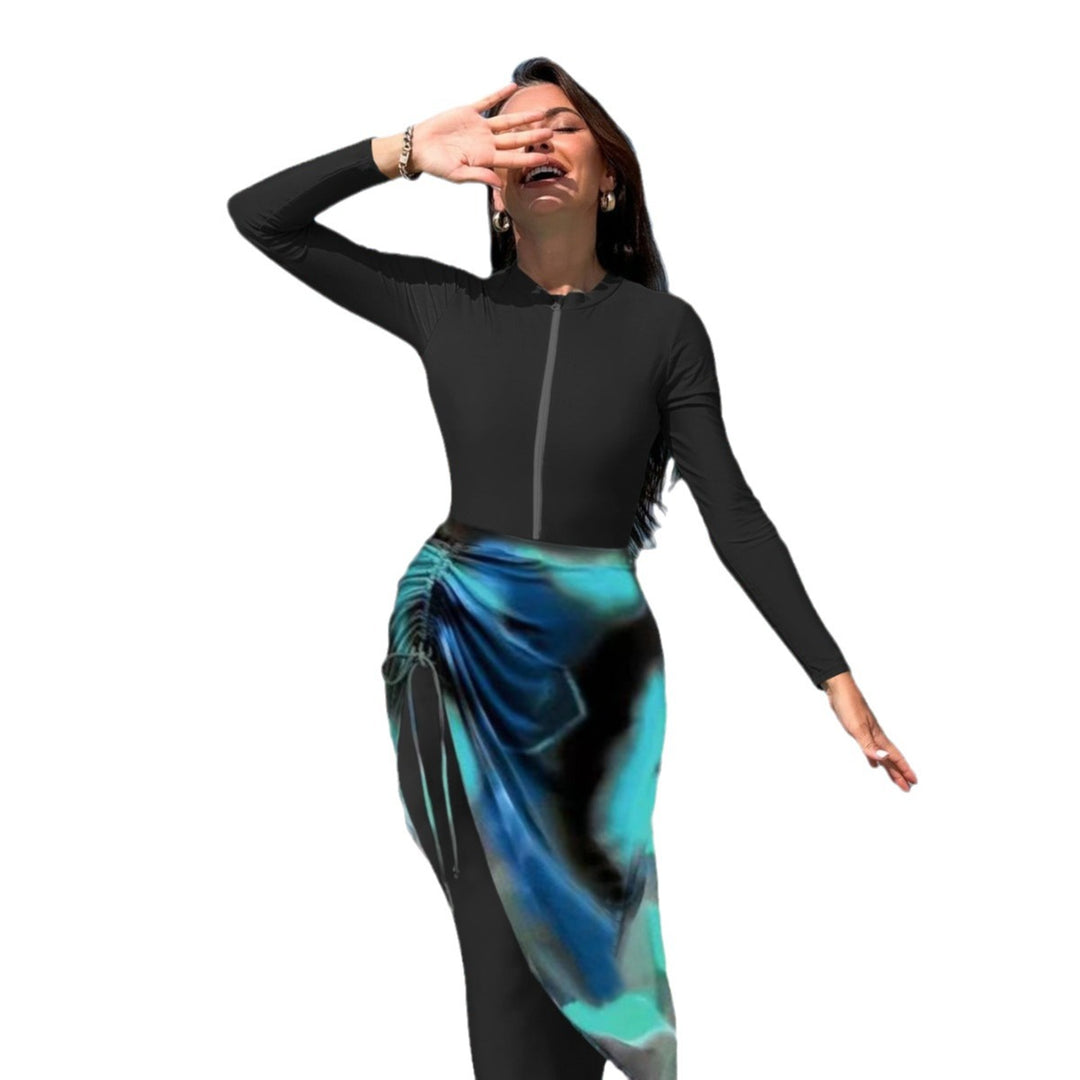 Damen sportlicher Langarm-Surfsuit mit raffinierten Wickeldetails Echo Archiv