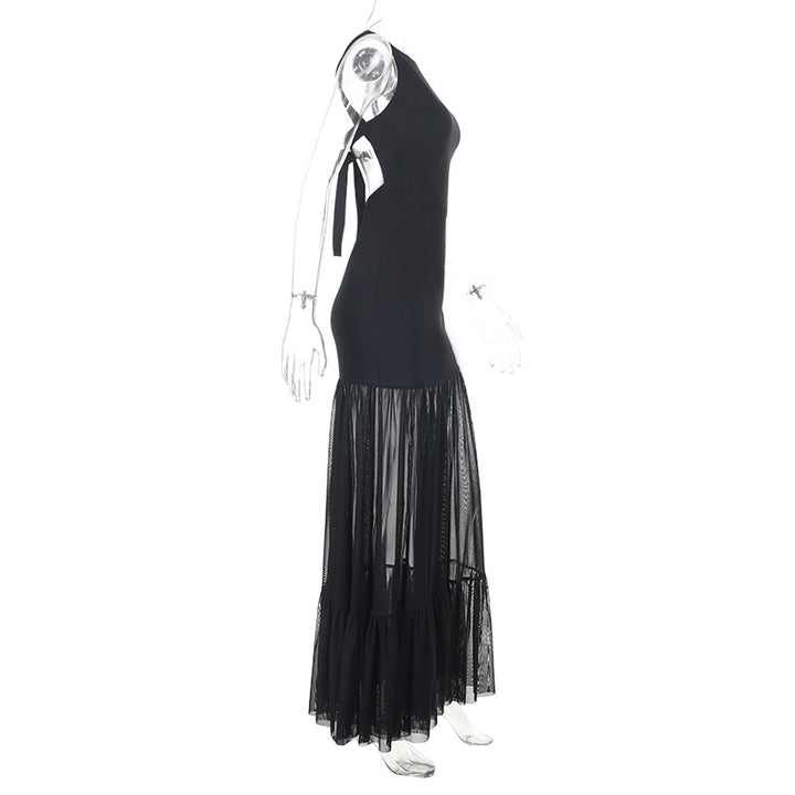 Damen Elegantes Maxikleid mit transparenten Einsätzen und Rüschendetails Echo Archiv