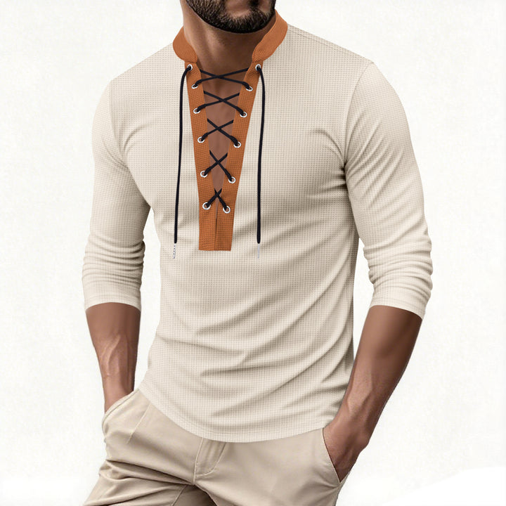Herren Langarmshirt mit modernem Schnürdesign Echoarchiv