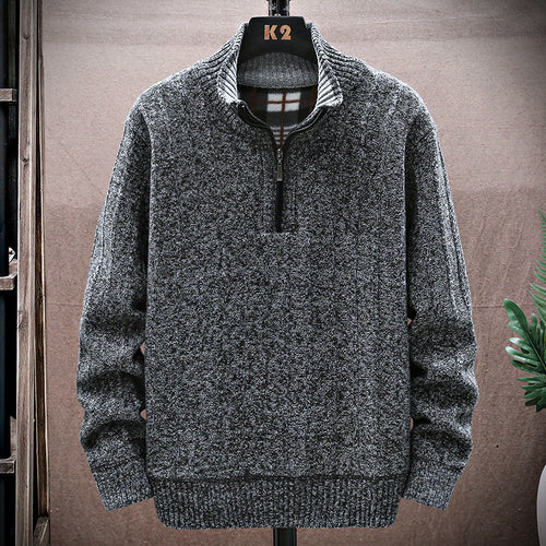 Herren Strickpullover mit Stehkragen und halbem Reißverschluss Echoarchiv
