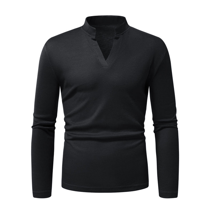 Herren Thermisches Waffel-Strickshirt mit Stehkragen und V‑Ausschnitt Echo Archiv