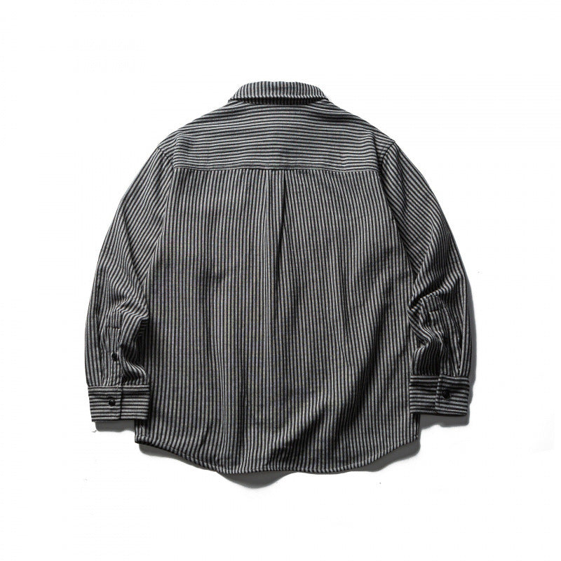 Herren Gestreiftes Oversize-Hemd aus gewaschenem Baumwollmix mit Brusttasche Echo Archiv