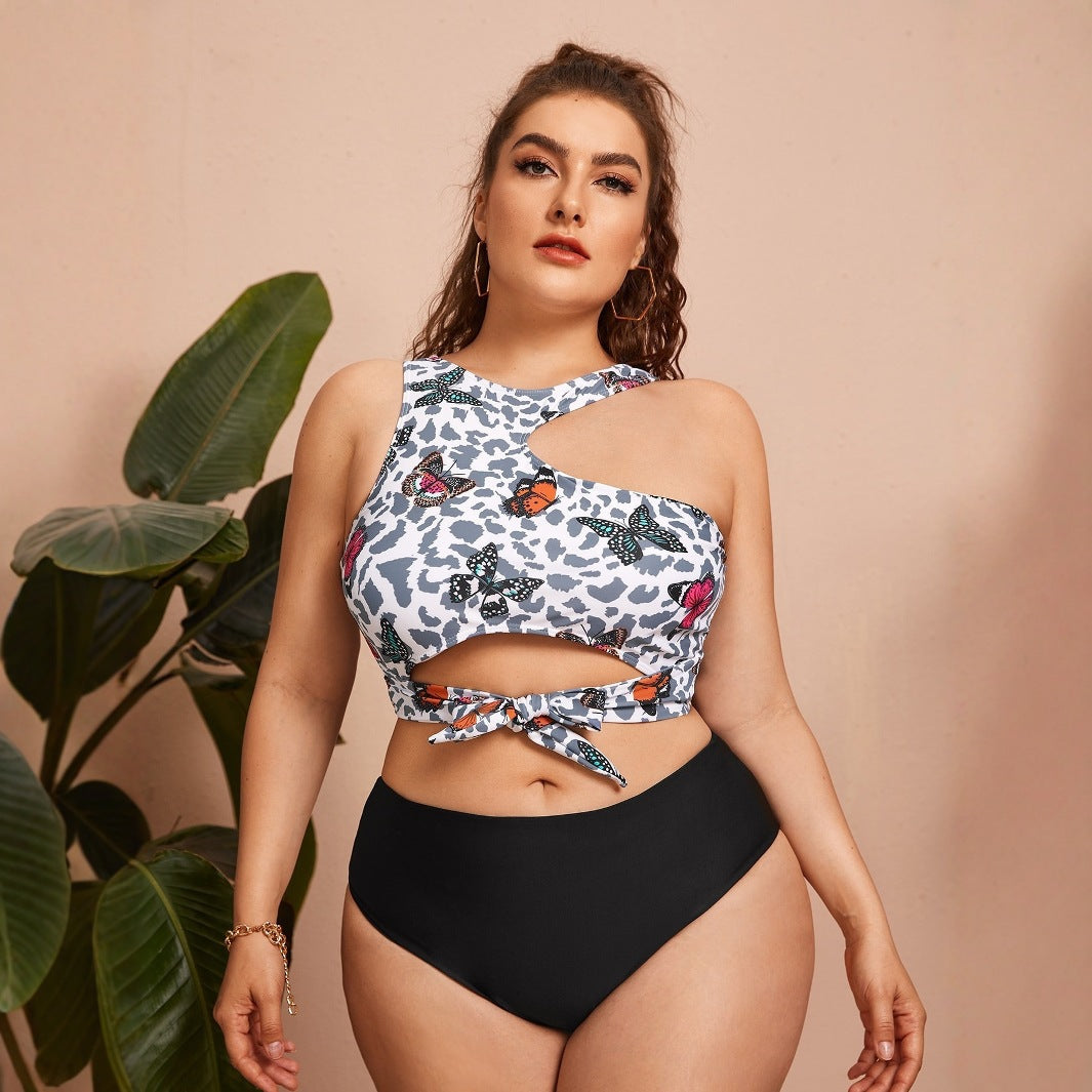 Damen Crop-Bikini-Oberteil mit modischem Bindedesign Echo Archiv