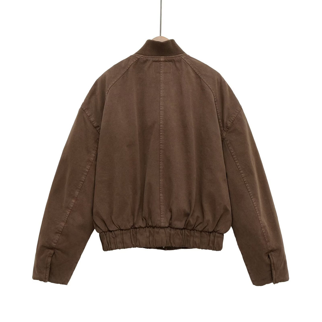 Damen Oversize-Bomberjacke mit gerafftem Saum und Rippenkragen Echo Archiv