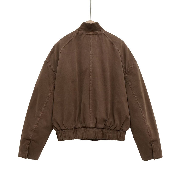 Damen Oversize-Bomberjacke mit gerafftem Saum und Rippenkragen Echo Archiv