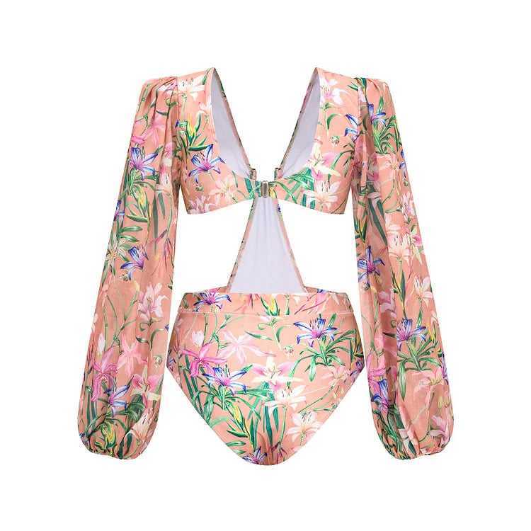 Damen Bikiniset mit eleganten, langen transparenten Ärmeln Echo Archiv