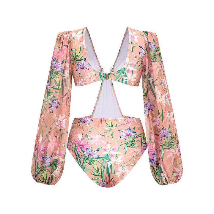 Damen Bikiniset mit eleganten, langen transparenten Ärmeln Echo Archiv
