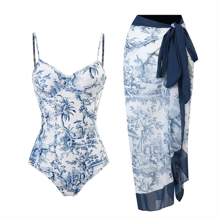 Damen Einteiliger Badeanzug mit elegantem Wickelrock Echo Archiv