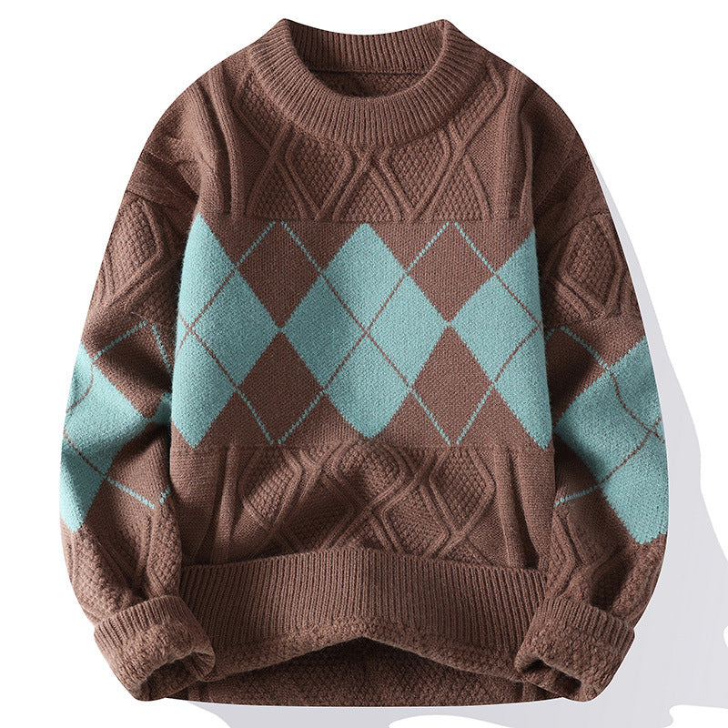 Herren Strickpullover mit diamantförmigem Muster Echoarchiv