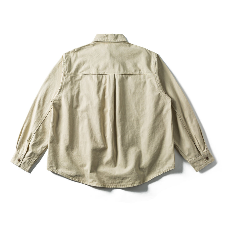 Herren Oversized Baumwoll-Overshirt mit Stickerei und Brusttasche Echoarchiv