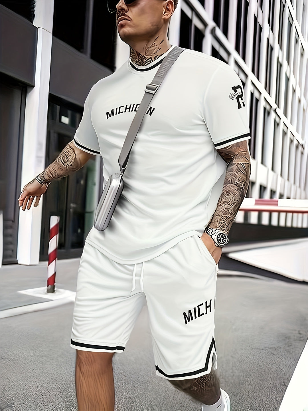 Herren sportliches T-Shirt und Shorts Set Echoarchiv