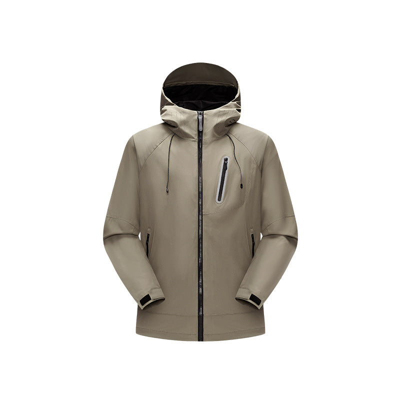 Herren Wasserdichte Softshell-Regenjacke mit verstellbarer Kapuze und Brustreißverschluss Echo Archiv