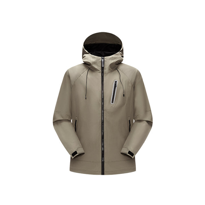 Herren Wasserdichte Softshell-Regenjacke mit verstellbarer Kapuze und Brustreißverschluss Echo Archiv