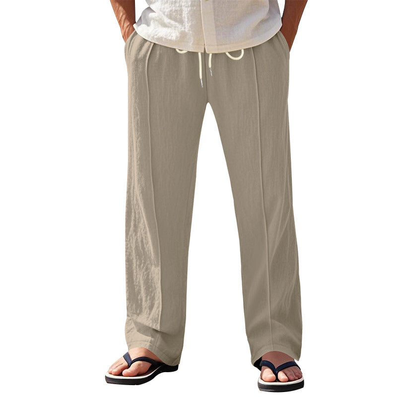 Herren nan relaxed-fit Sommer-Leinenhose mit Bügelfalte elastischem Tunnelzug und Seitentaschen Echo Archiv