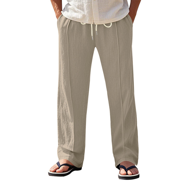 Herren nan relaxed-fit Sommer-Leinenhose mit Bügelfalte elastischem Tunnelzug und Seitentaschen Echo Archiv